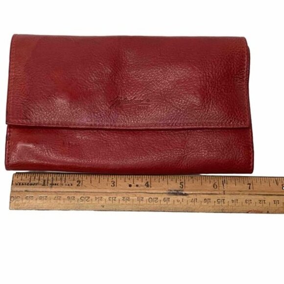 Gigliod'Oro Italian Leather Tri-Fold Wallet Burgundy Oxblood Fold Over Organizer - Picture 8 of 9